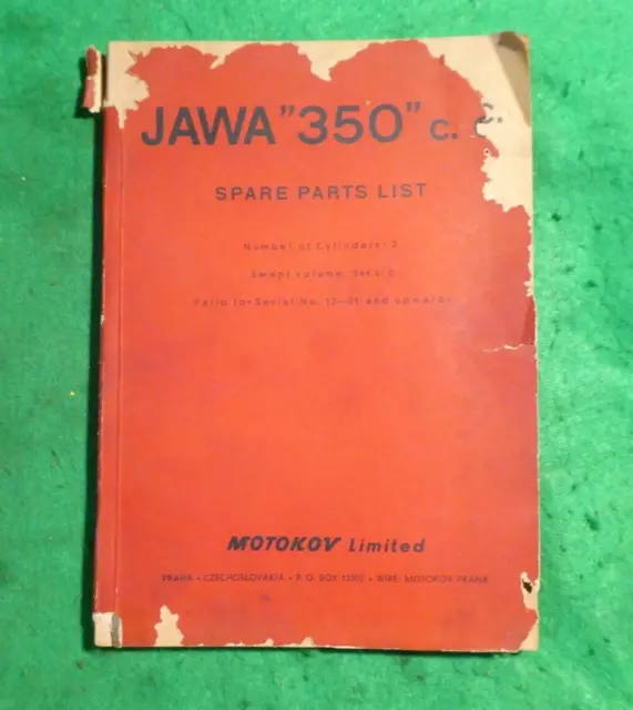 Vintage Original Jawa "350 Cc" Spare Parts List Book 1951