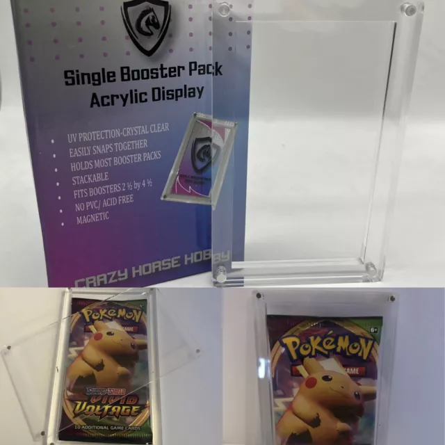 Pokemon Acrylic Booster Pack Display Case Protector with Magnetic Locks