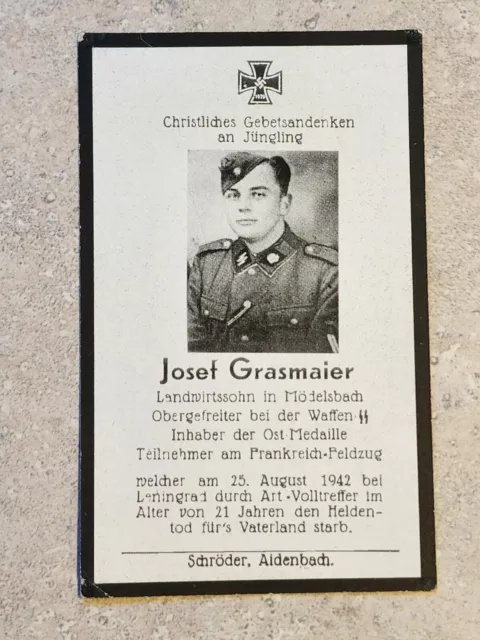 WW2 WWII German RARE Waffen Elite Obergefreiter Young soldiers Death Card KIA