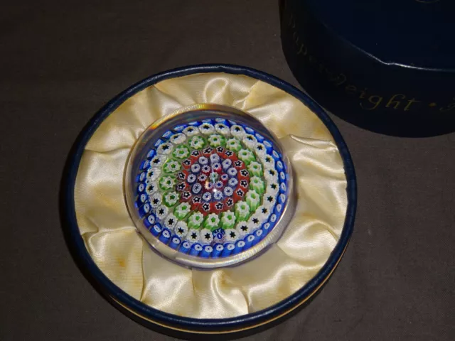 1970's Boxed Whitefriars Glass Millefiori Cane Paperweight Full Lead Crystal #9