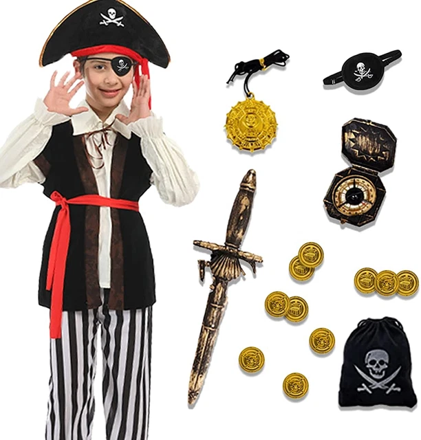 Costume Da Pirata per Bambini, Costume Da Bambino Con Cappelli Da Pirata, Benda