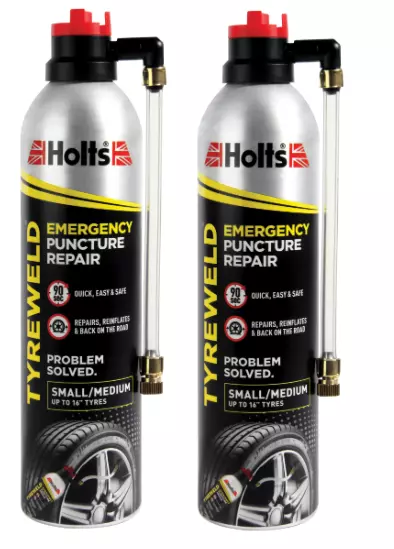2 x Holts Tyreweld Tyre Weld Emergency Puncture Repair Seals Inflates Tyre 400ml