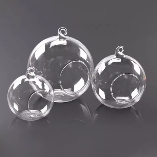 Clear Hanging Glass Bauble Ball Tealight Candle Holder Wedding Decor 8/10/12cm 3