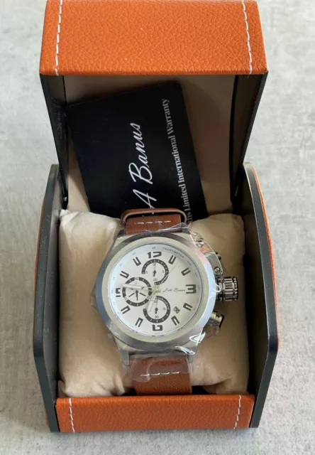 La Banus Men's Chronograph Watch With Shield Case & Brown Leather Strap W/98