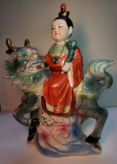 Chinese antique Is porcelain Enamel Foo dog Statue Famille rose