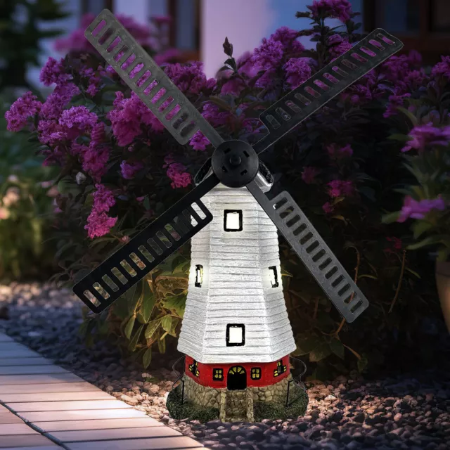 LED Lampe Solaire de Jardin Moulin à Vent Multicolore Hauteur 51 CM Décoration