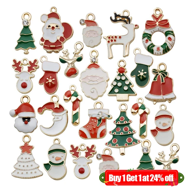 20/38 x Christmas Enamel Charms Pendants Jewellery Earrings Making Bracelets UK