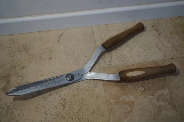 Vintage 1960's Wilkinson Sword Wooden Handled Garden Hedge Shears Large 54cm