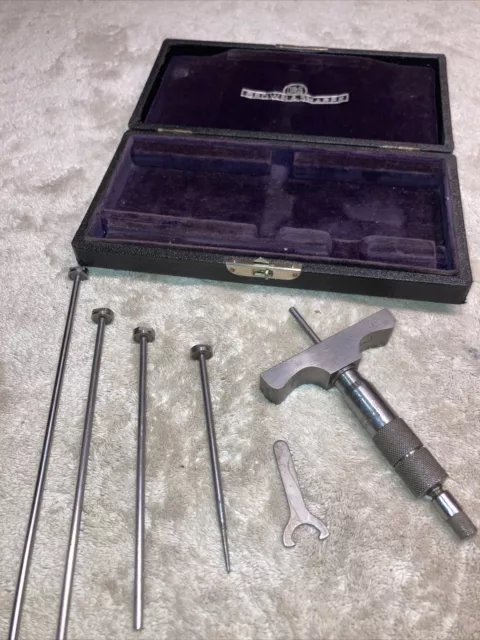 Brown & Sharpe No. 607 Depth Micrometer long range with many rods and case