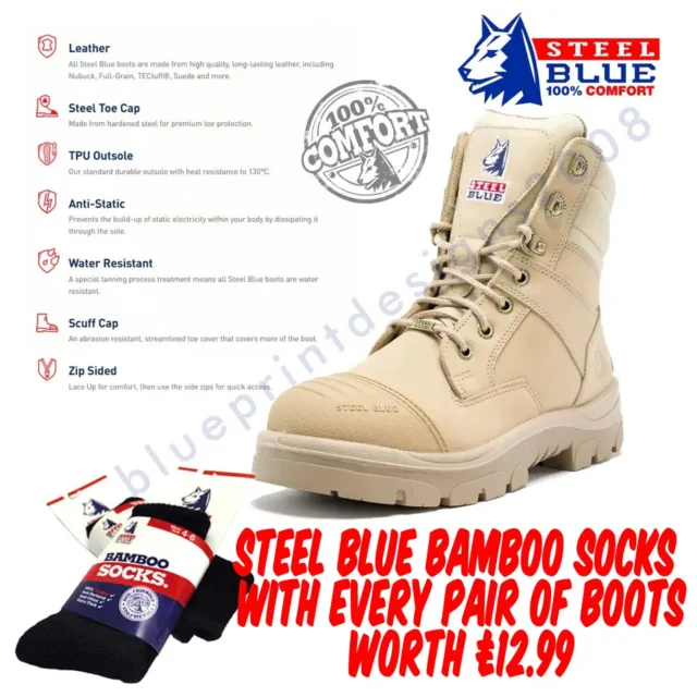 Steel Blue Southern Cross Zip Safety Work Zip Up Boots S3 - Sand