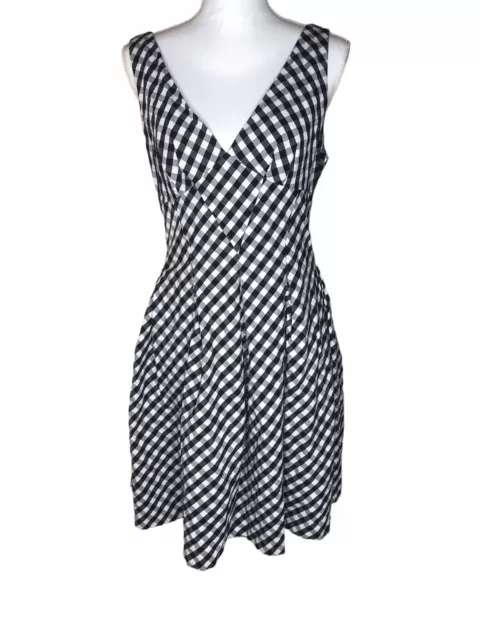 Betsey Johnson Black and White Gingham Check Skater Fit and Flare Dress 12