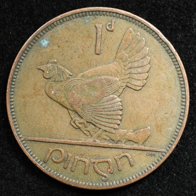 Ireland 1 Penny 1935, Coin, Km# 3, Irish Harp, Hen, Chicks, Inv#E158