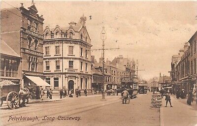 Postcard Cambs - Peterborough - Long Causeway - Tram - Circa 1914