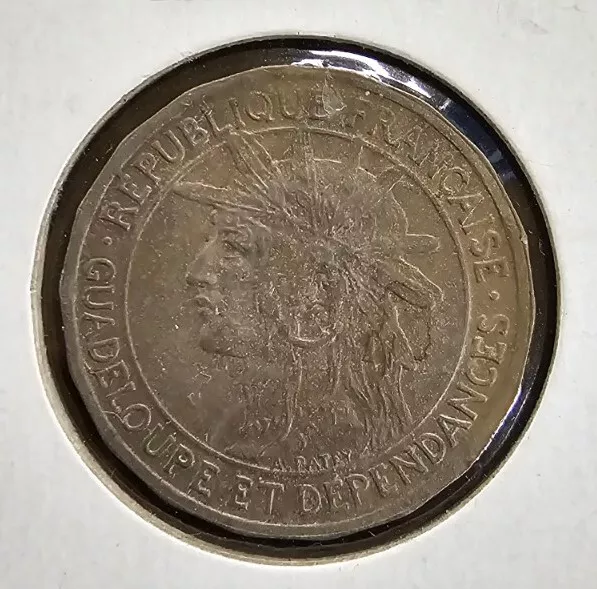1921 Guadeloupe 50 Centimes-Cool Coin!