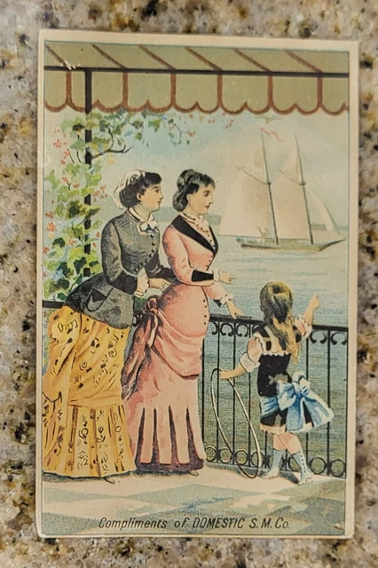 Victorian Trade Card Domestic Sewing Machines Tallship Sailboat