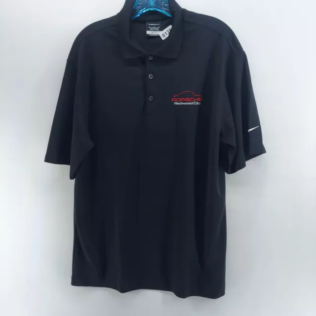 nike polo shirt men's sz M golf dri fit black short sleeve porsche Redwood city