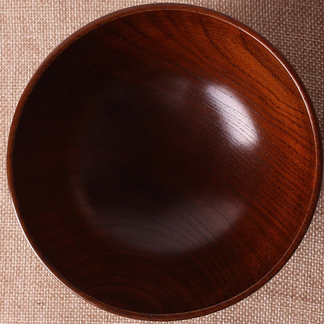 Handmade Japanese Style Natural Wooden Soup Bowl Tableware Kitchenware