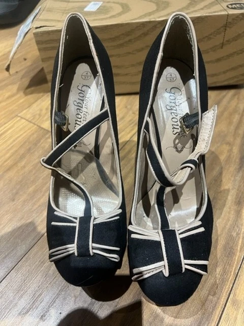 CC Mary Jane Black Beige Suede