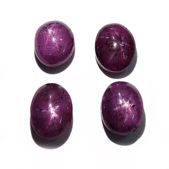 Natural Ruby Star Oval Cabochon Loose Stone Lot 4 Pcs 10*11.50-10*13 MM 41 CT