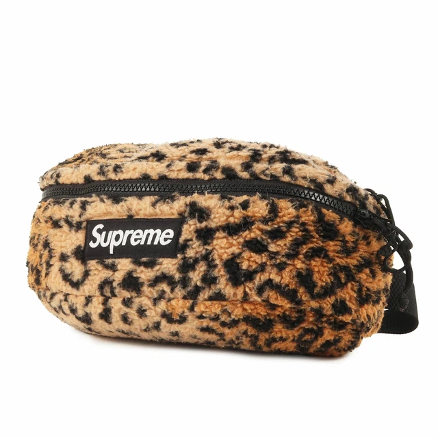 SUPREME BAG LEOPARD Fleece Waist Bag Yellow Bag LOGO Men's