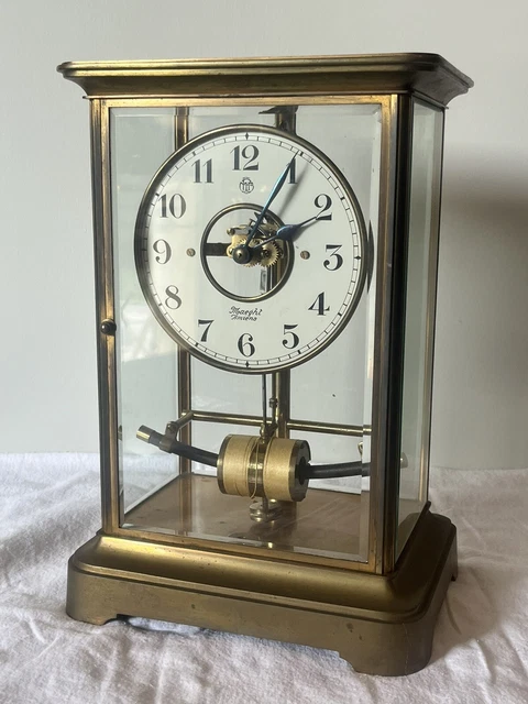 Grande pendule cage Bulle Clock Électrique verre et laiton no ato brillie 1930