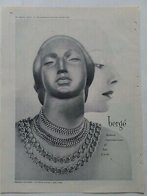 1947 Berge Collier Bijoux La Chaise Tête Brooklyn Musée Vintage Annonce