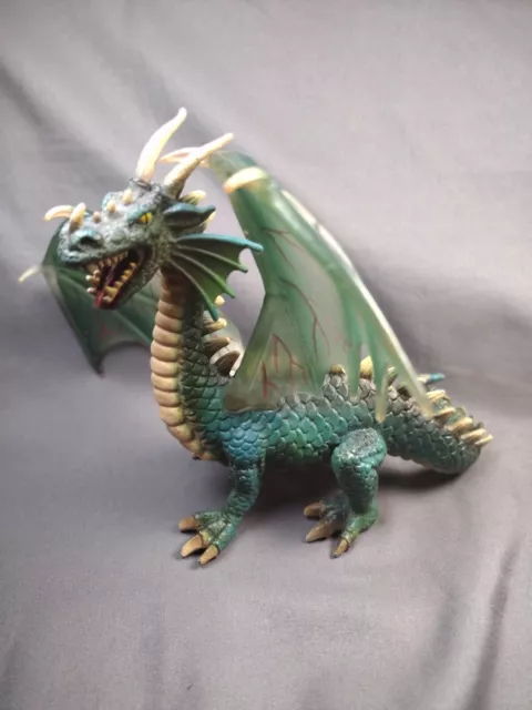 Schleich 2003 World of Knights Medieval Green Dragon 6" Winged Dragon Figure Toy