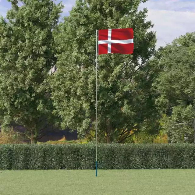 Flagge Dänemarks mit Mast Dänische Fahne Nationalflagge Länderflagge vidaXL