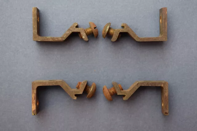 Reclaimed Victorian Brass Mirror Mounting Brackets supports clips hooks antique