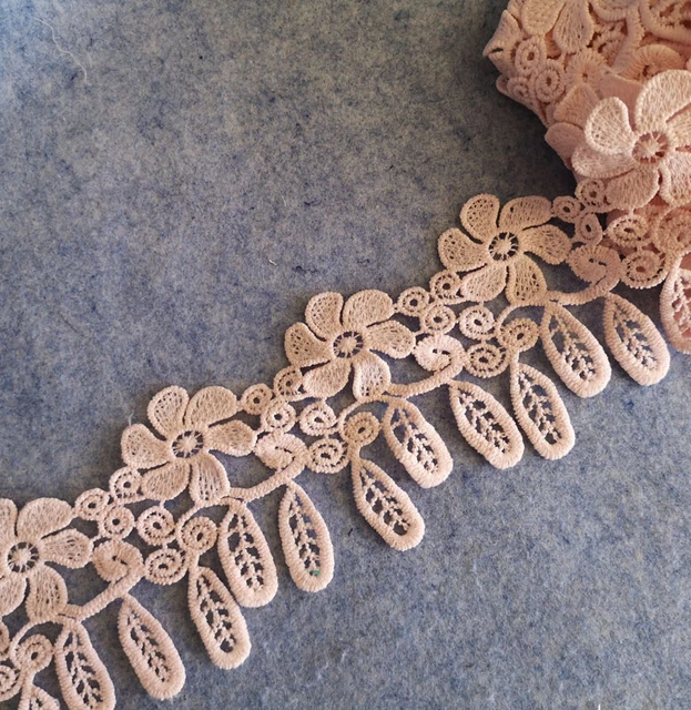 3.8 Yards 3.5"  Wide Rayon Venise Vintage Floral  Lace Trims Baby Pink 1071
