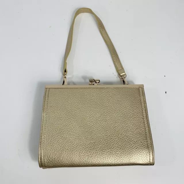 Retro Frame Purse Golden Pebble Style Handbag Double Kiss Clasps Regency Glam 2