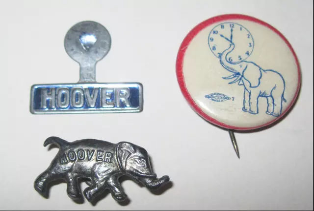 1928 Hoover Presidential Campaign Button Tab Lapel Elephant GOP 10 O'clock