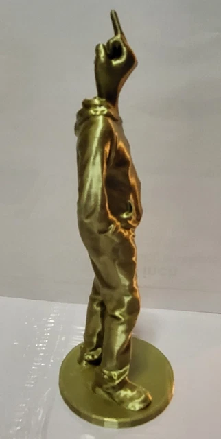 Middle Finger Man - 3D Printed W/ Gold Plastic Filament  7 1/4" Tall Original