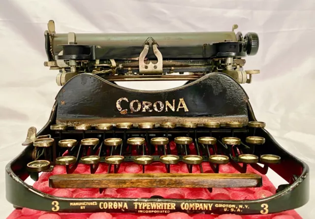 Rara Macchina Da Scrivere Antica -Corona 3 - Prodotta 1915 ! Funzionante!