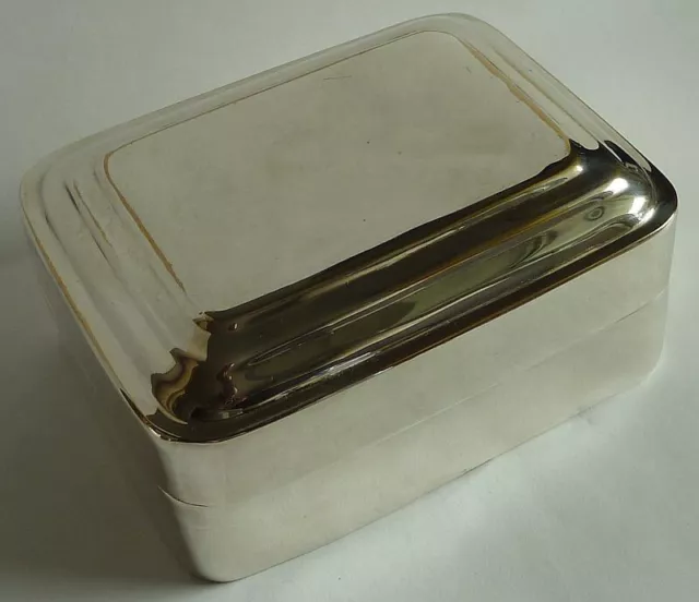 Rechteckige versilberte Dose mit Deckel, 12,5 x 9,5 cm, Vintage Dose