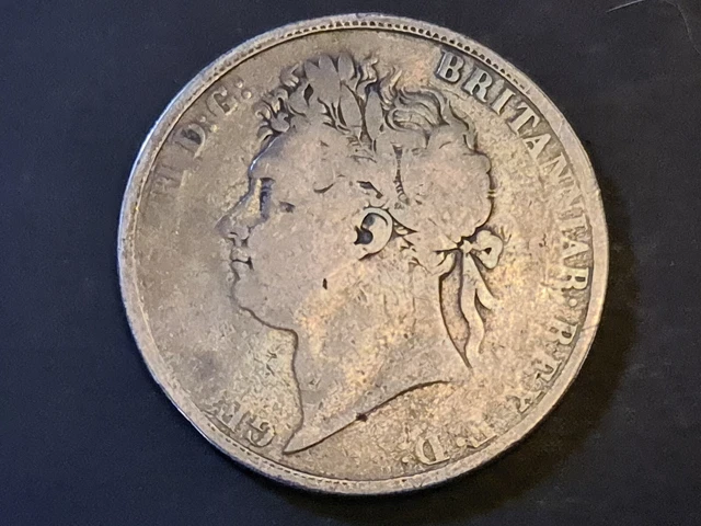 1822 George IV "Tertio" .925 Silver Crown Coin - Heavily Circulated