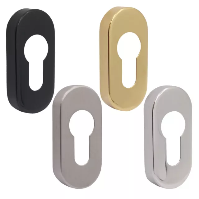 Euro Cylinder Keyhole Escutcheon *Pack of 2* Door Upright Surrounds Oval Shaped