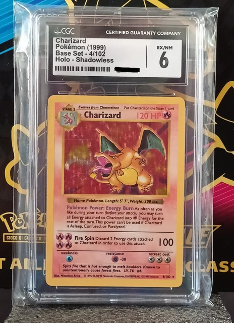 Shadowless Base Charizard CHARIZARD SHADOWLESS RARE- pokemon Set Base Holo 4 su 102 CGC 6 EX/NM ...