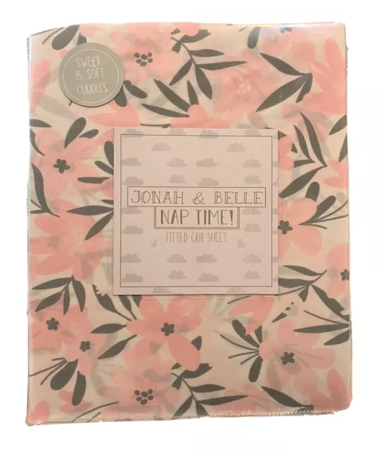 Jonah & Belle Crib Sheet - Flowers Pink Girls - Fitted Baby Toddler Crib Bed