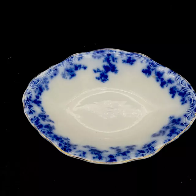 Vintage FLOW BLUE Serving Platter WH Grindley CLIFTON pattern 1890's England Rar