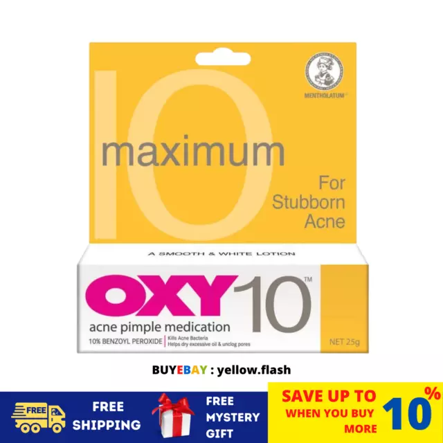 OXY 10 Traitement de l'acné et des boutons Force maximale 25g X 2 tubes