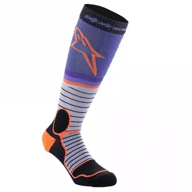 Alpinestars (Adult) MX Pro MX Motocross Enduro Socks (Black/Grey/Purple)