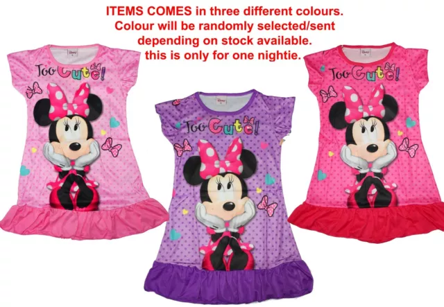 New Pyjamas Summer Girls Disney Minnie Mouse Nighties Sleepwear Tops Kids Gift