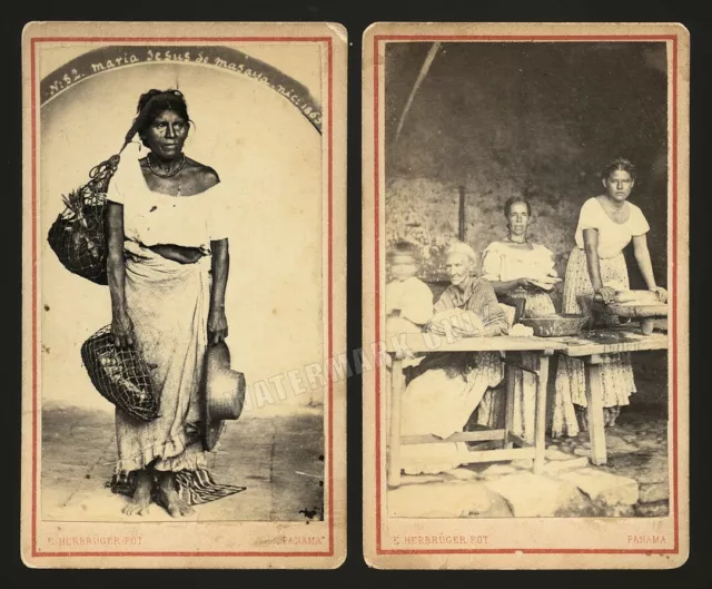 Rare 1800s CDV Photos Nicaragua Central American Indian Market Occupational Lot