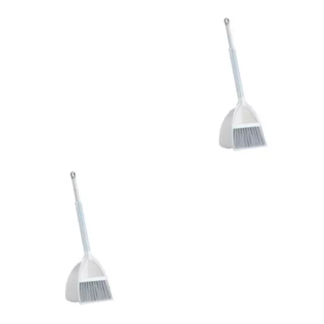 1/2/3 2x Durable Broom Dustpan Set For Easy And Convenient Cleaning White