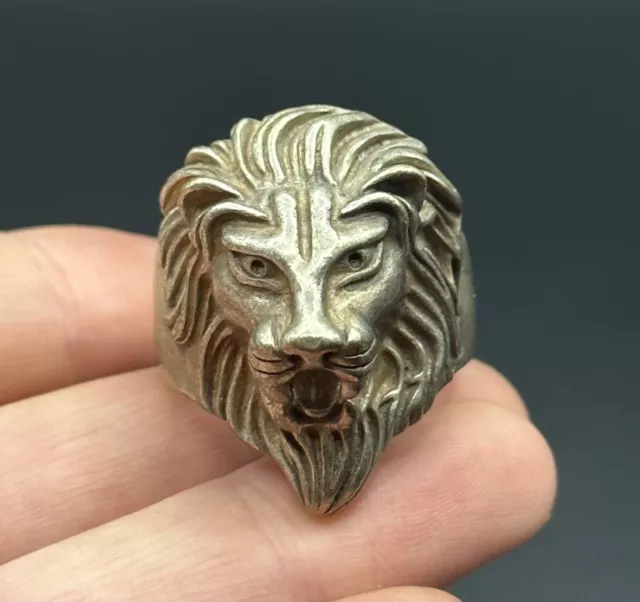 Wonderful Rare Viking beautiful old lion silver ring 2