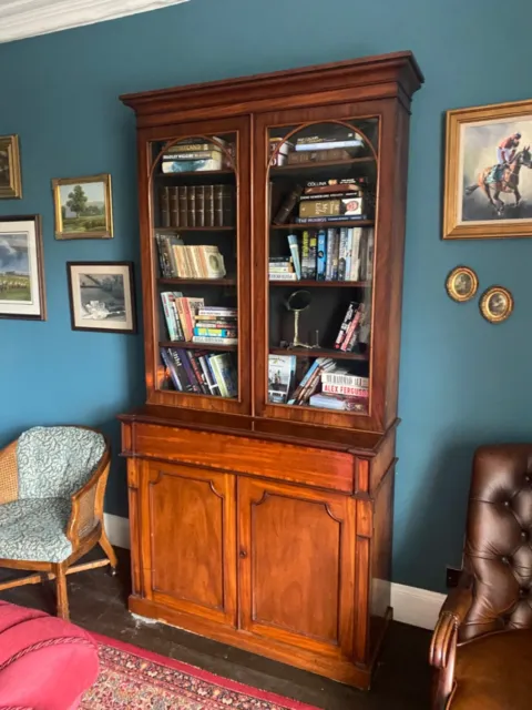 Antique original mahogany bookcase with key