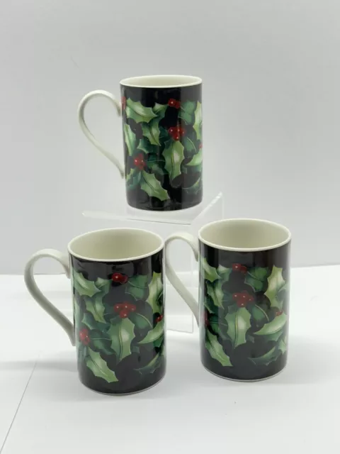 Caroline Bessey Mugs Set Of 3 Dunoon Scotland  Holly Christmas