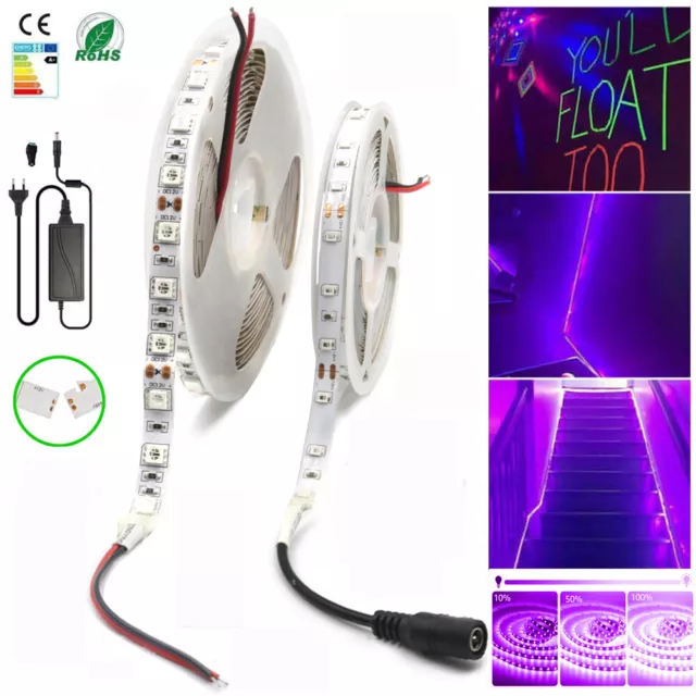 5M UV Schwarzlicht LED Streifen SMD 5050/2835 UV Stripe 300 LEDs Lichtband 12V