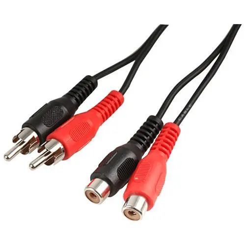 RCA Extension Cable Twin Phono 2 x RCA Male To Female Stereo Audio Lead Extender